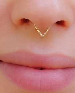 Triangle Septum Ring Hammered