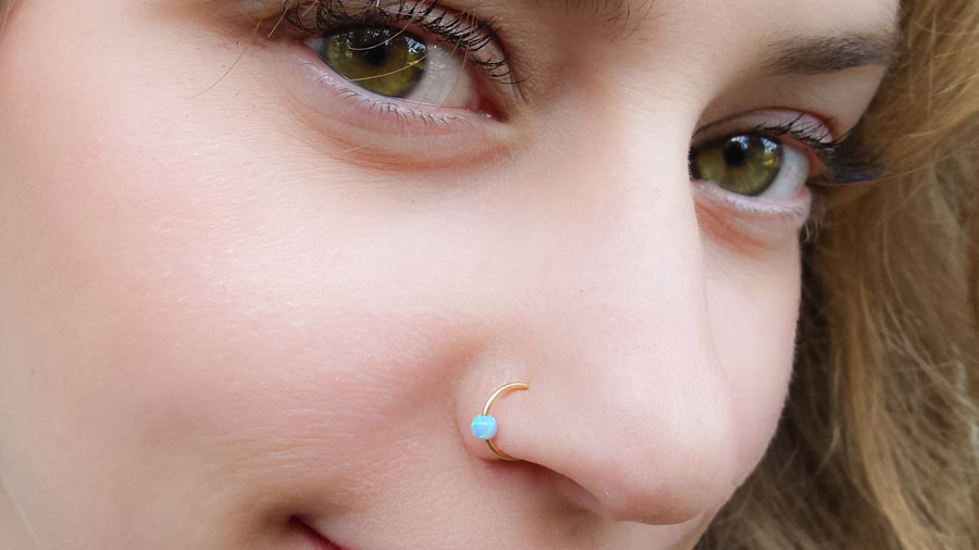 Blue Opal Nose Ring