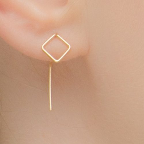 Square ear jacket earrings