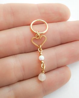 Belly Ring White Opal1