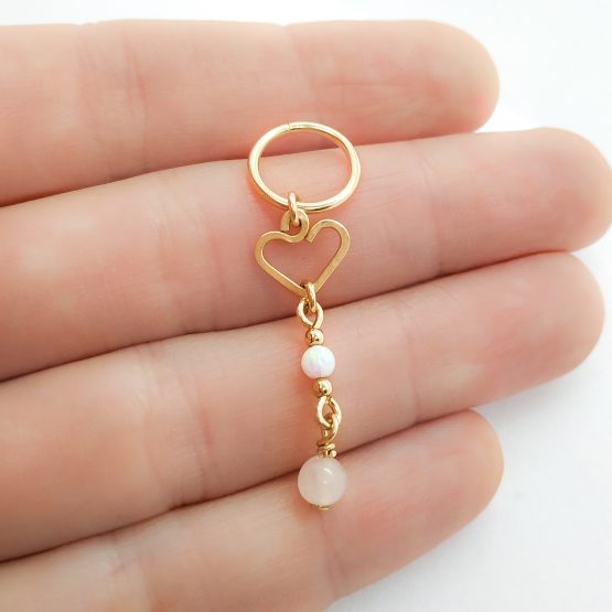 Belly Ring White Opal1