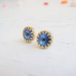 Gold Earrings Blue Royal