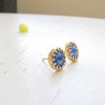 Gold Earrings Blue Royal
