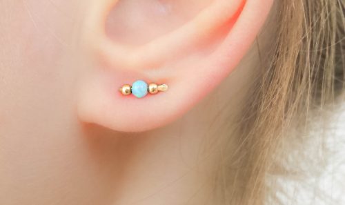 Tiny Opal Stud Ear Climbers