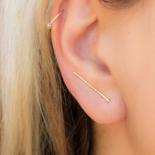 Gold Line Ear Climber Earrings