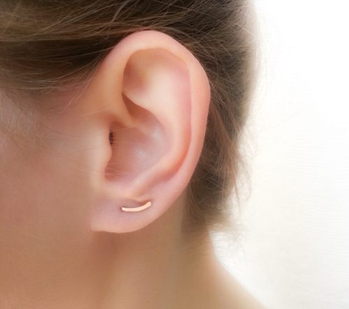 Tiny curved bar earrings