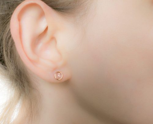 tiny rose quartz earrings