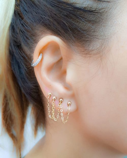 Four piercing chain earring