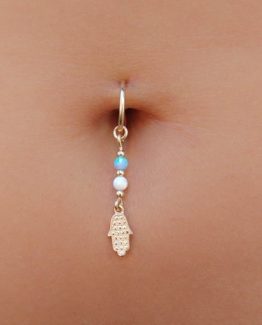 gold hamsa Belly button Ring