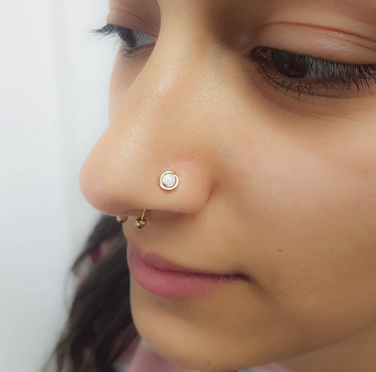 Opal Nose Stud Surgical Steel Stud Earrings Nose Piercing Jewelry Nose Ring