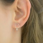 Small CZ Diamond Circle Stud Earrings