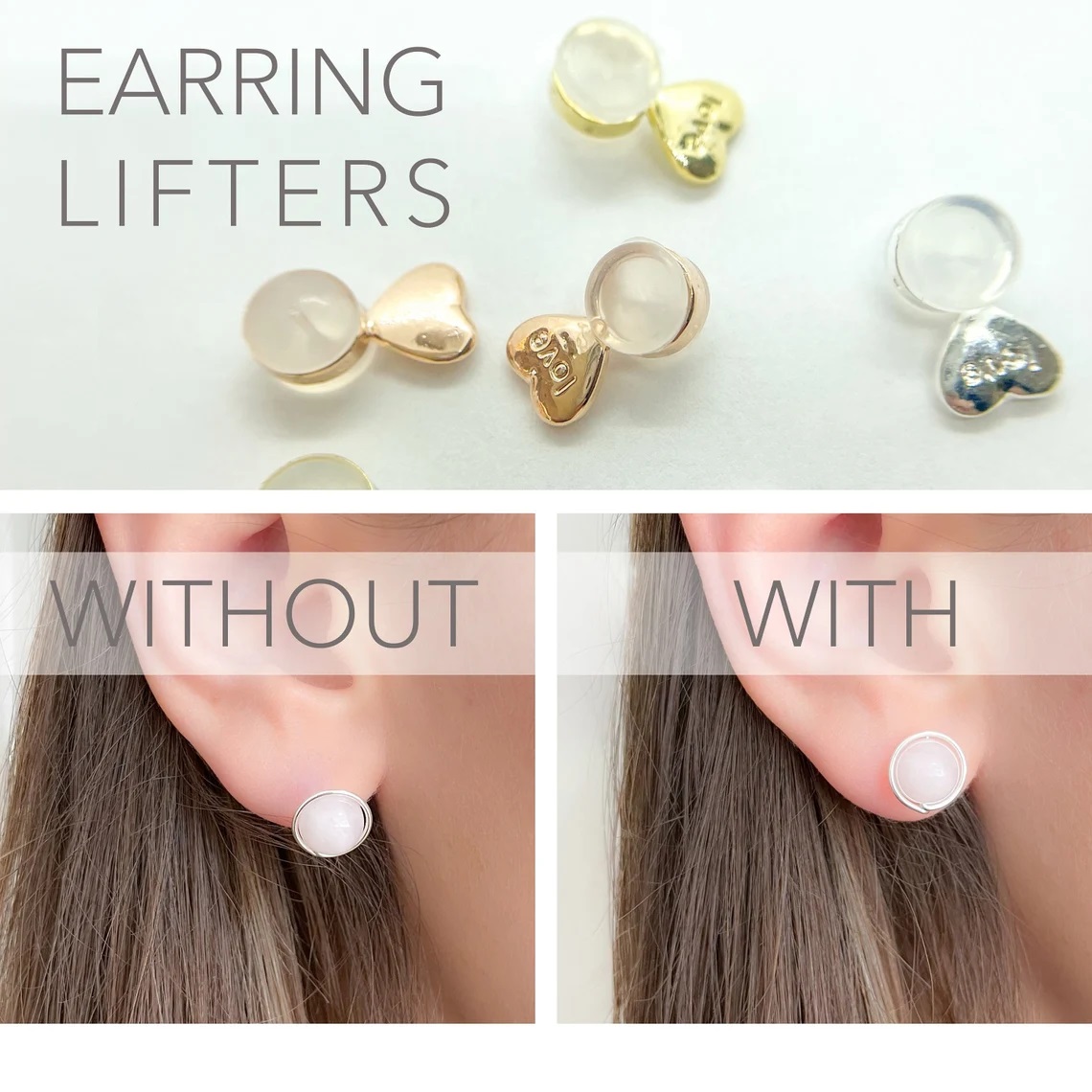 Earring Heart Backs Lifters - Moonli Designs