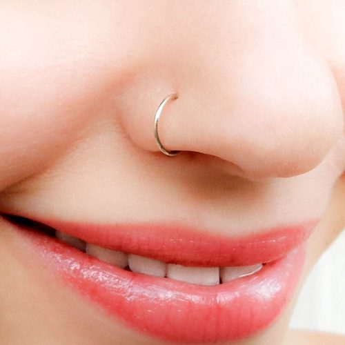 Adjustable fake nose ring in sterling silver, no piercing needed