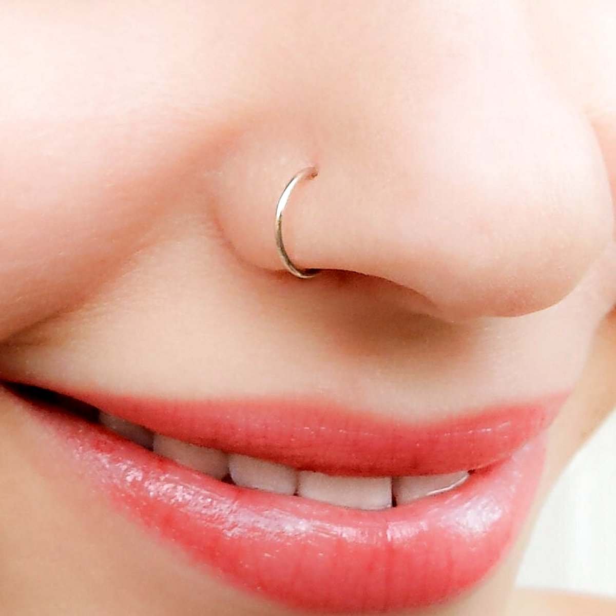 Adjustable fake nose ring in sterling silver, no piercing needed