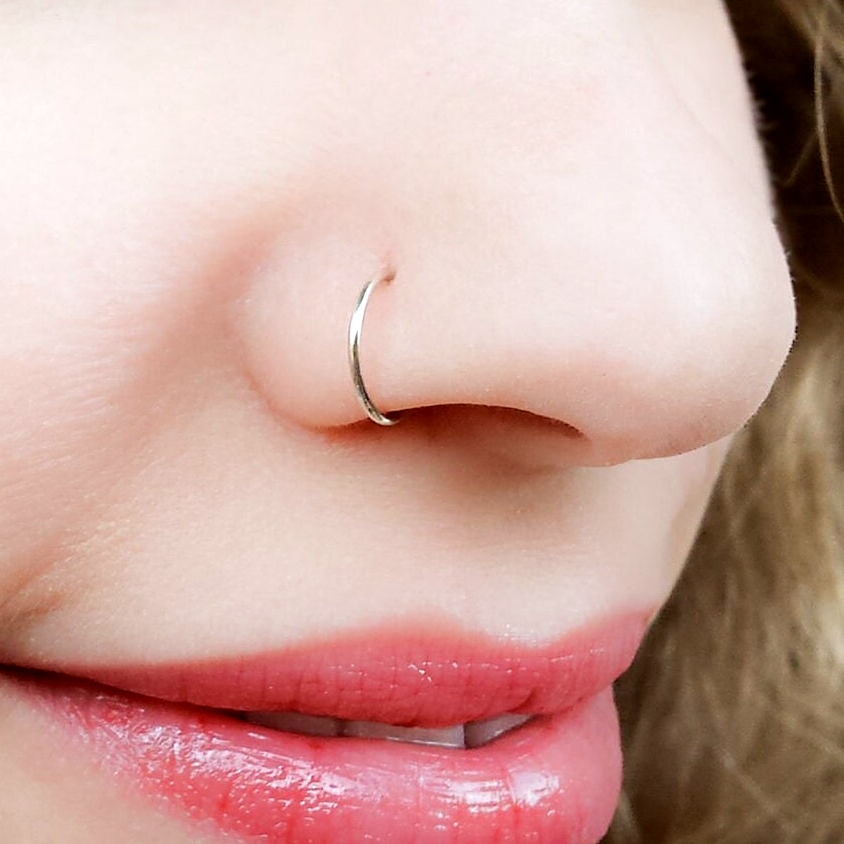Adjustable fake nose ring in sterling silver, no piercing needed, photo 2