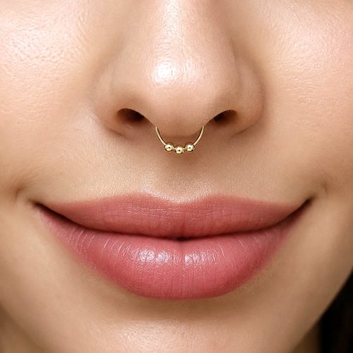 Beaded fake septum ring in 14k gold filled