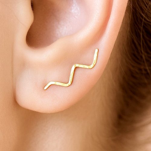Chevron zigzag ear climber earrings in 14k gold filled