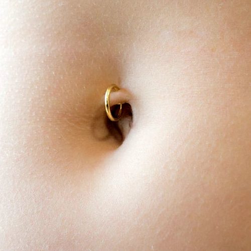 Fake clip-on belly ring spring hoop in gold color surgical steel