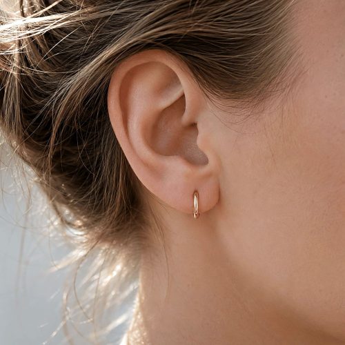 Clip on hoop earring in gold color stainless steel