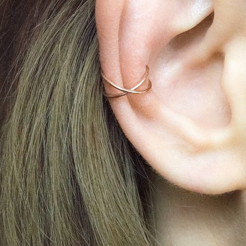 Crisscross ear cuff in 14k gold filled, no piercing needed