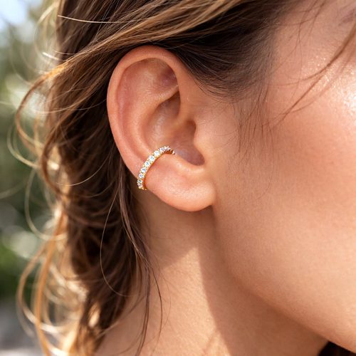Crystal CZ ear cuff, no piercing needed, in sterling silver