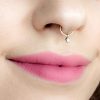Tiny CZ dangle septum ring in 14k gold filled