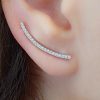Tiny CZ ear climber earring in sterling silver