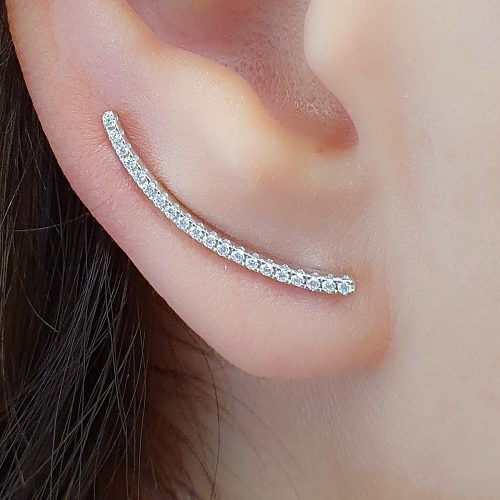 Tiny CZ ear climber earring in sterling silver