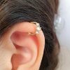 CZ helix clicker ring, 16 gauge, in gold color sterling silver