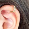 CZ helix clicker ring, 16 gauge, in gold color sterling silver, photo 2