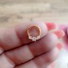 CZ helix clicker ring, 16 gauge, in gold color sterling silver, photo 5