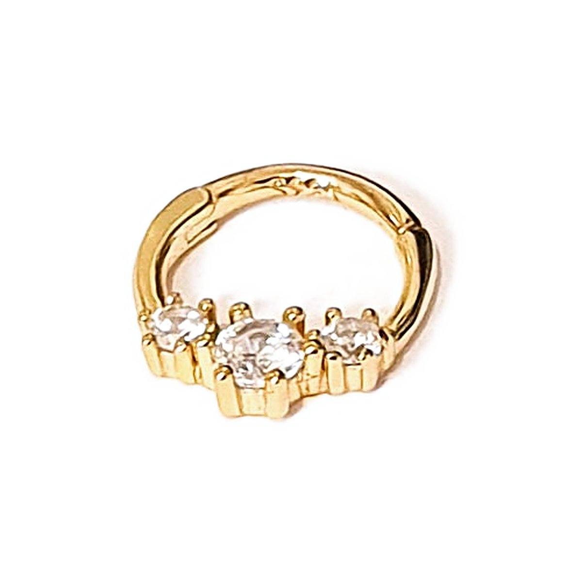 CZ helix clicker ring, 16 gauge, in gold color sterling silver, photo 8