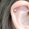 CZ helix stud earring with screw ball back in 14k gold filled