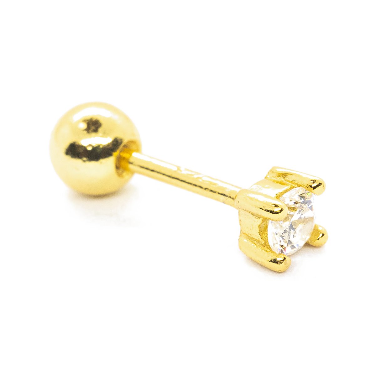 CZ helix stud earring with screw ball back in 14k gold filled, photo 4