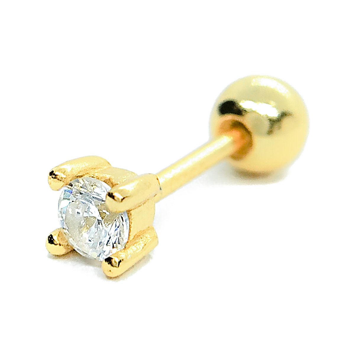 CZ helix stud earring with screw ball back in 14k gold filled, photo 6