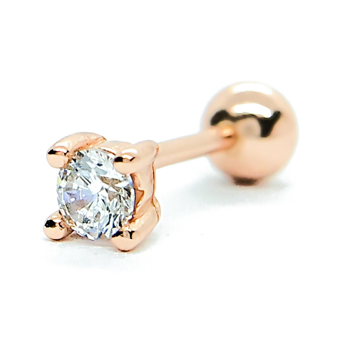 CZ helix stud earring with screw ball back in 14k gold filled, photo 7