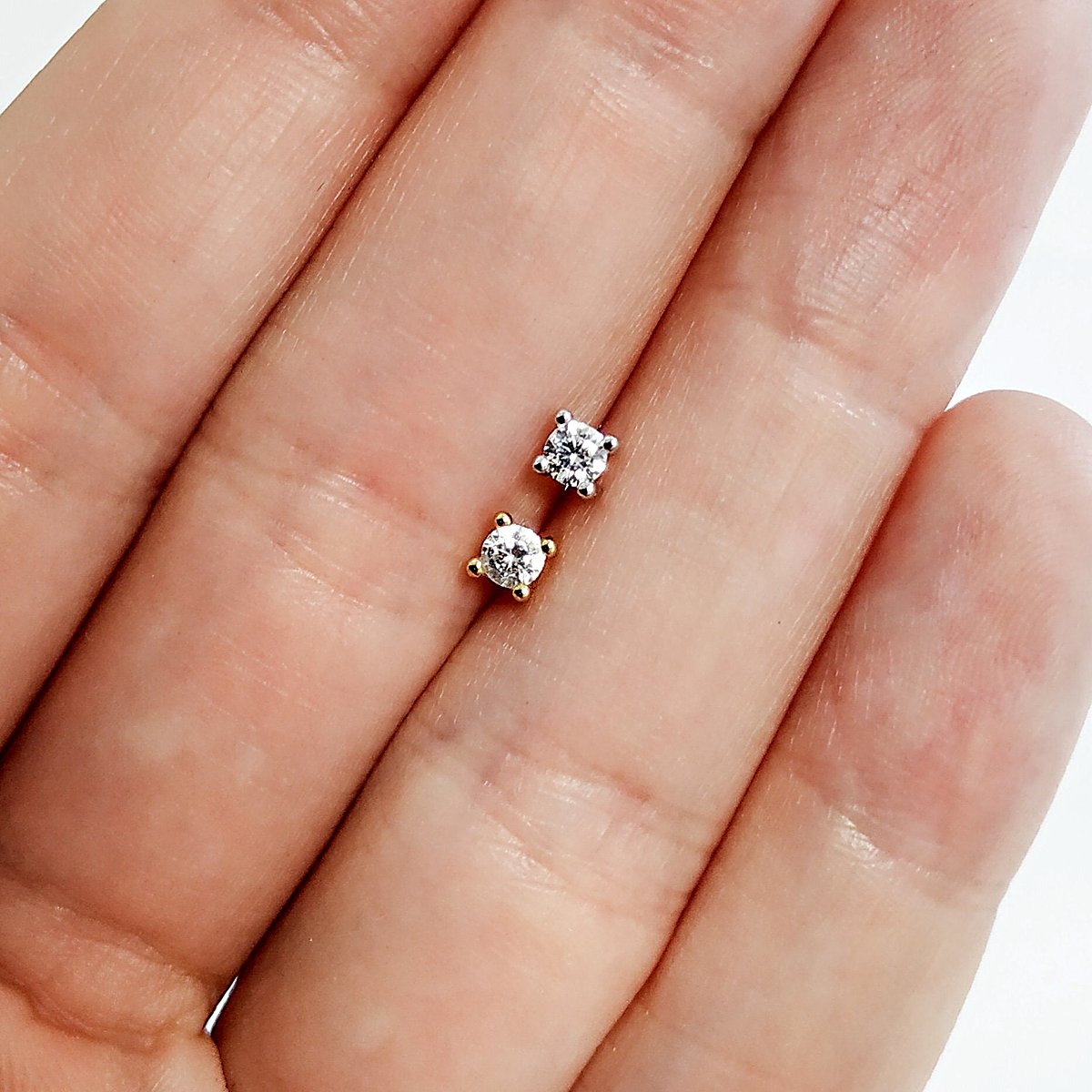 CZ helix stud earring with screw ball back in 14k gold filled, photo 9