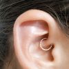 Thin daith hoop earring in sterling silver with diamond cut finish, photo 2