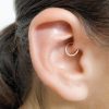 Thin daith hoop earring in sterling silver with diamond cut finish, photo 7