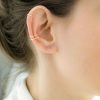 Diamond cut double ear cuff in sterling silver, photo 2