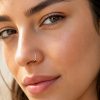Diamond cut sterling silver nose ring hoop with sparkly faceted finish
