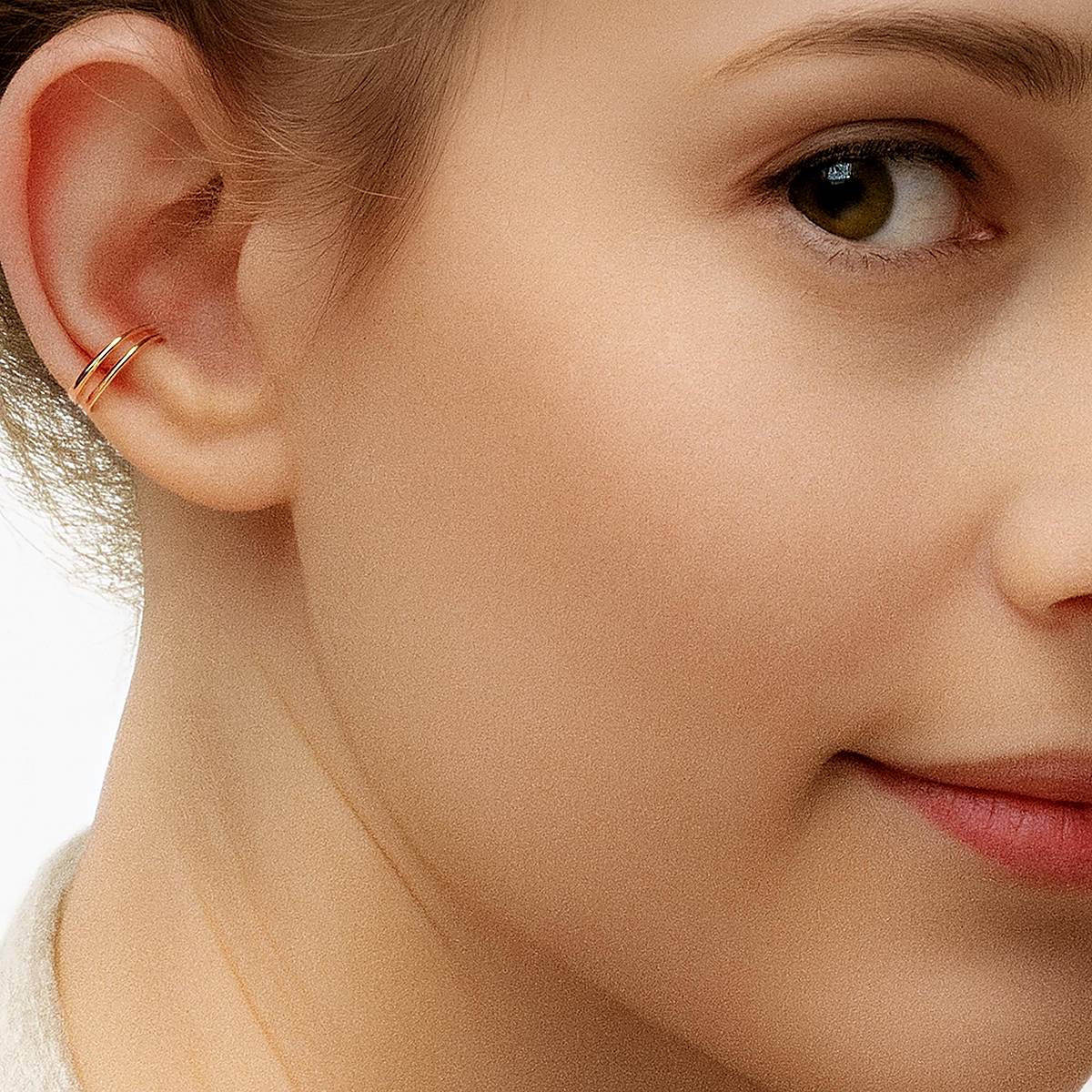 Double band ear cuff in 14k gold filled, no piercing needed, photo 2