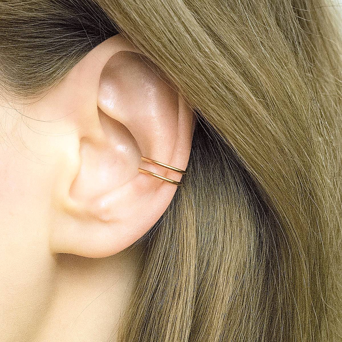 Double band ear cuff in 14k gold filled, no piercing needed, photo 3