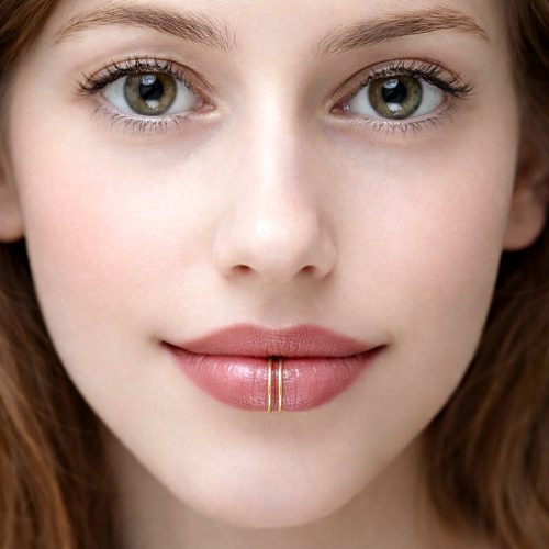 Double band fake lip ring clip-on in 14k gold filled