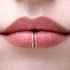 Double band fake lip ring clip-on in 14k gold filled, photo 2