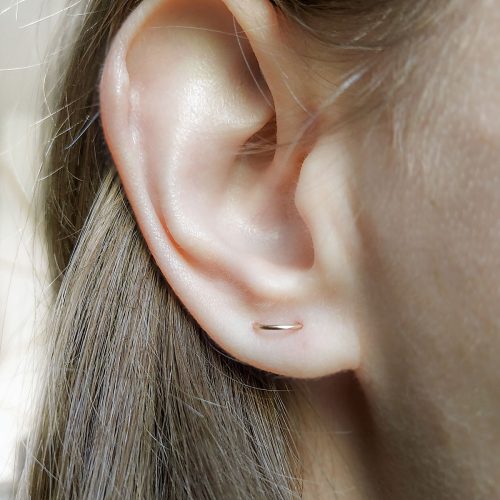 Double piercing arch staple stud earring in 14k gold filled