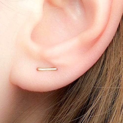 Double piercing staple stud earring in 14k gold filled, polished finish