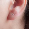 Two hole staple stud earring with tiny CZ in 14k gold filled