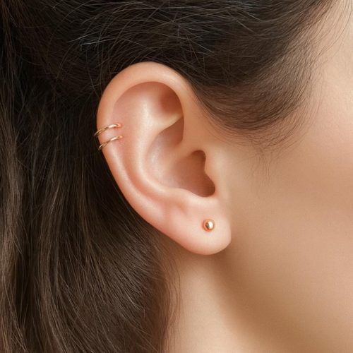 Double Hoop Helix Cartilage Single Pierced