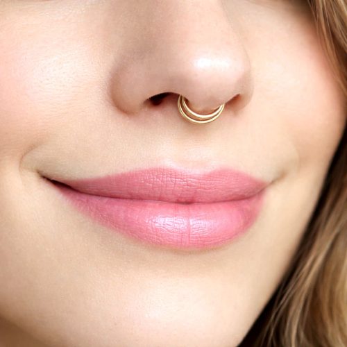 Fake double hoop septum ring in 14k gold filled